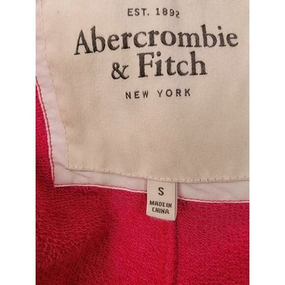 Abercrombie And Fitch One Button Cardigan Small Long Sleeve Logo Pink VTG 90's - Picture 10 of 12